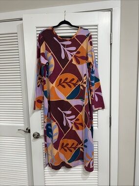 Women’s Multicolor Abstract Print Long Sleeve Dress